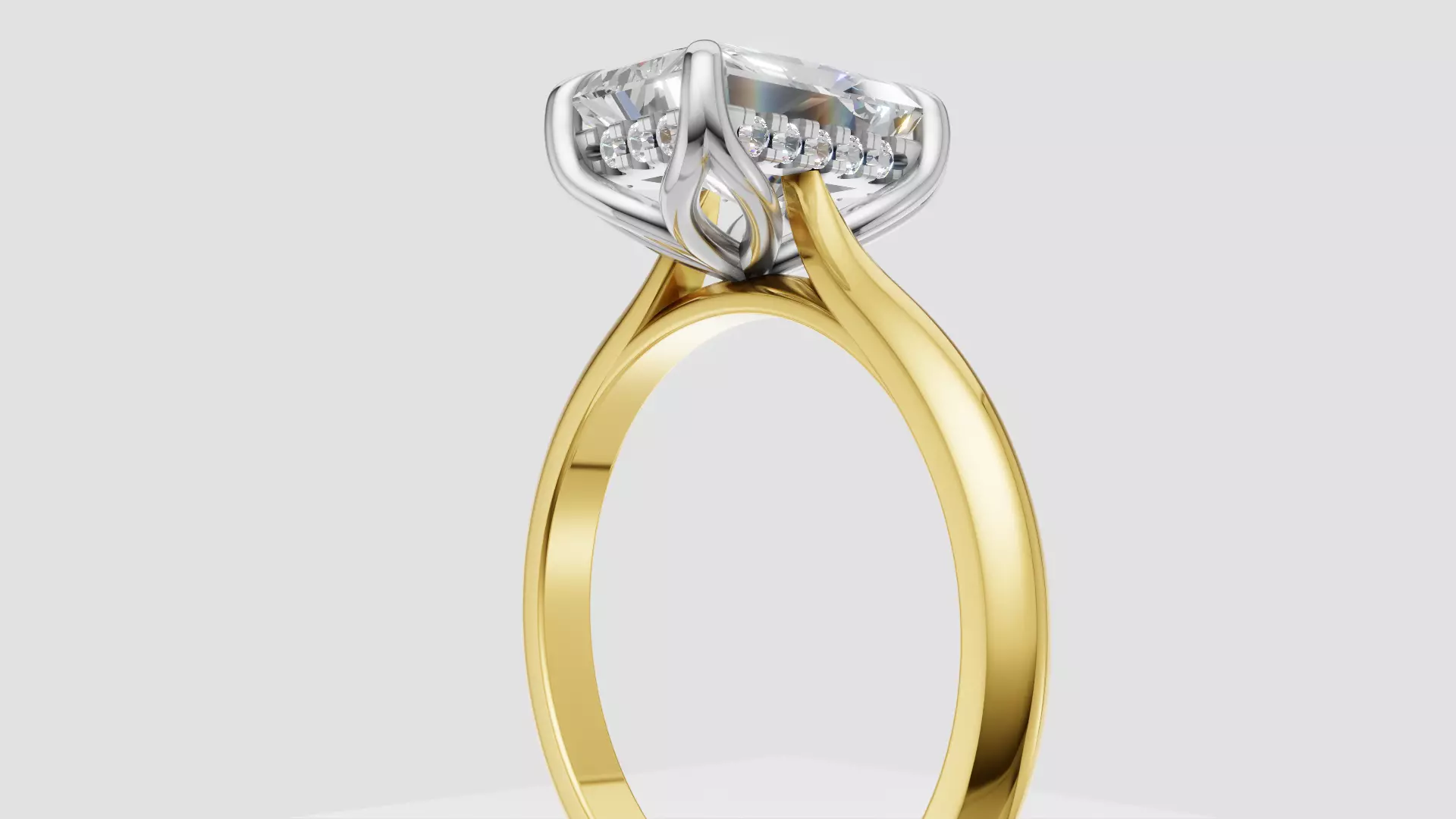 Radiant Luxury engagement ring 3D print model