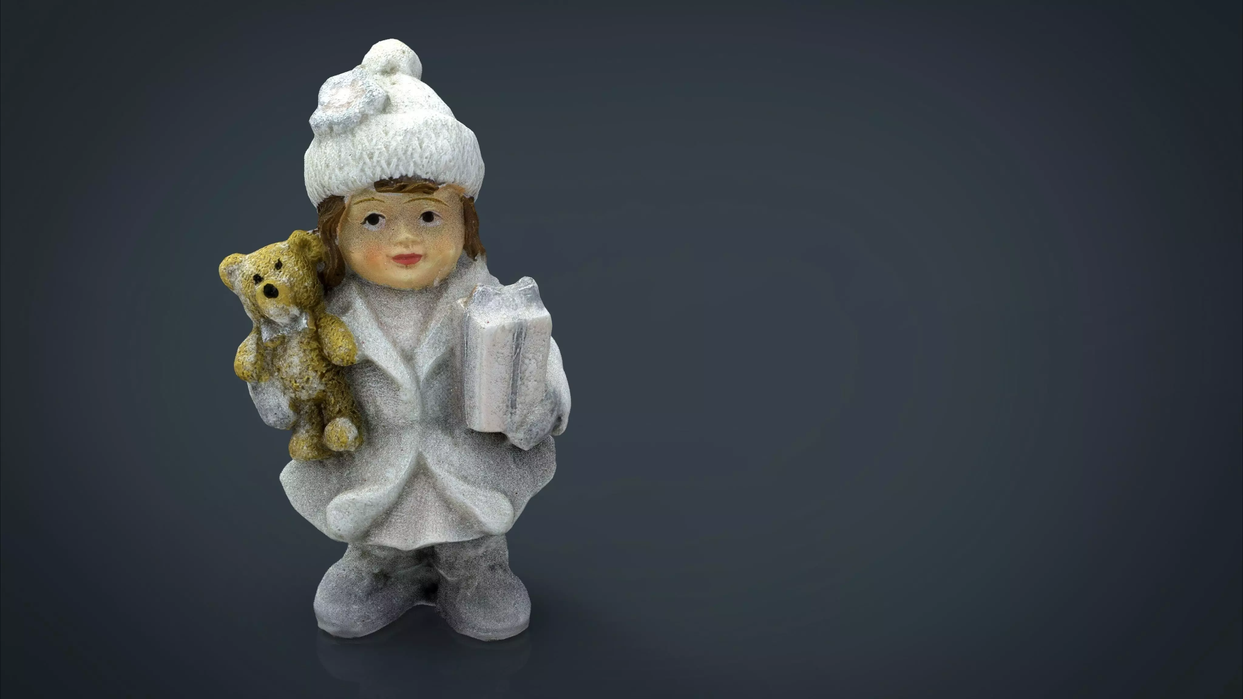 Girl with Christmas present Low-poly 3D model