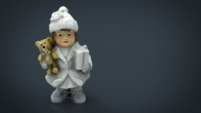 Girl with Christmas present Low-poly 3D model