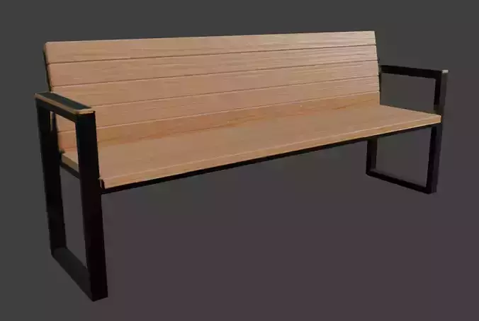 Wooden Park Bench 3D Model