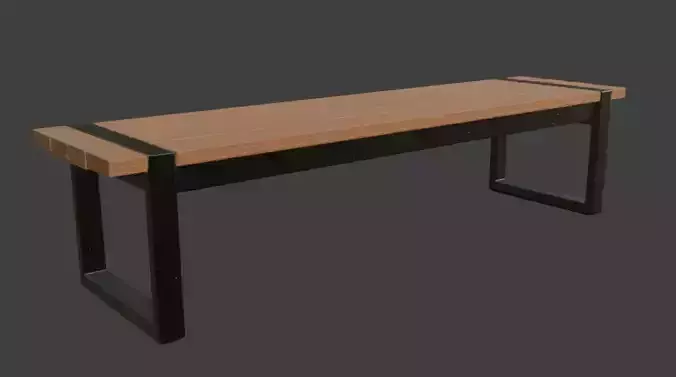 Wooden Park Bench 3D Model