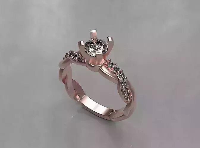 Solitaire woven Ring