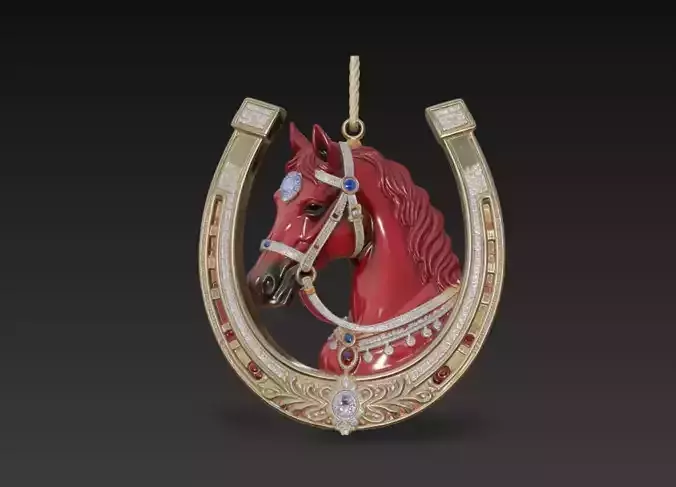 Lucky Horseshoe Horse Ornament - Decorative Printable Home Decor