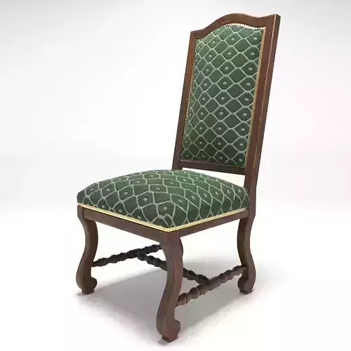Upholstered Fabric Back And Seat Chair Traditional Low-poly 3D model