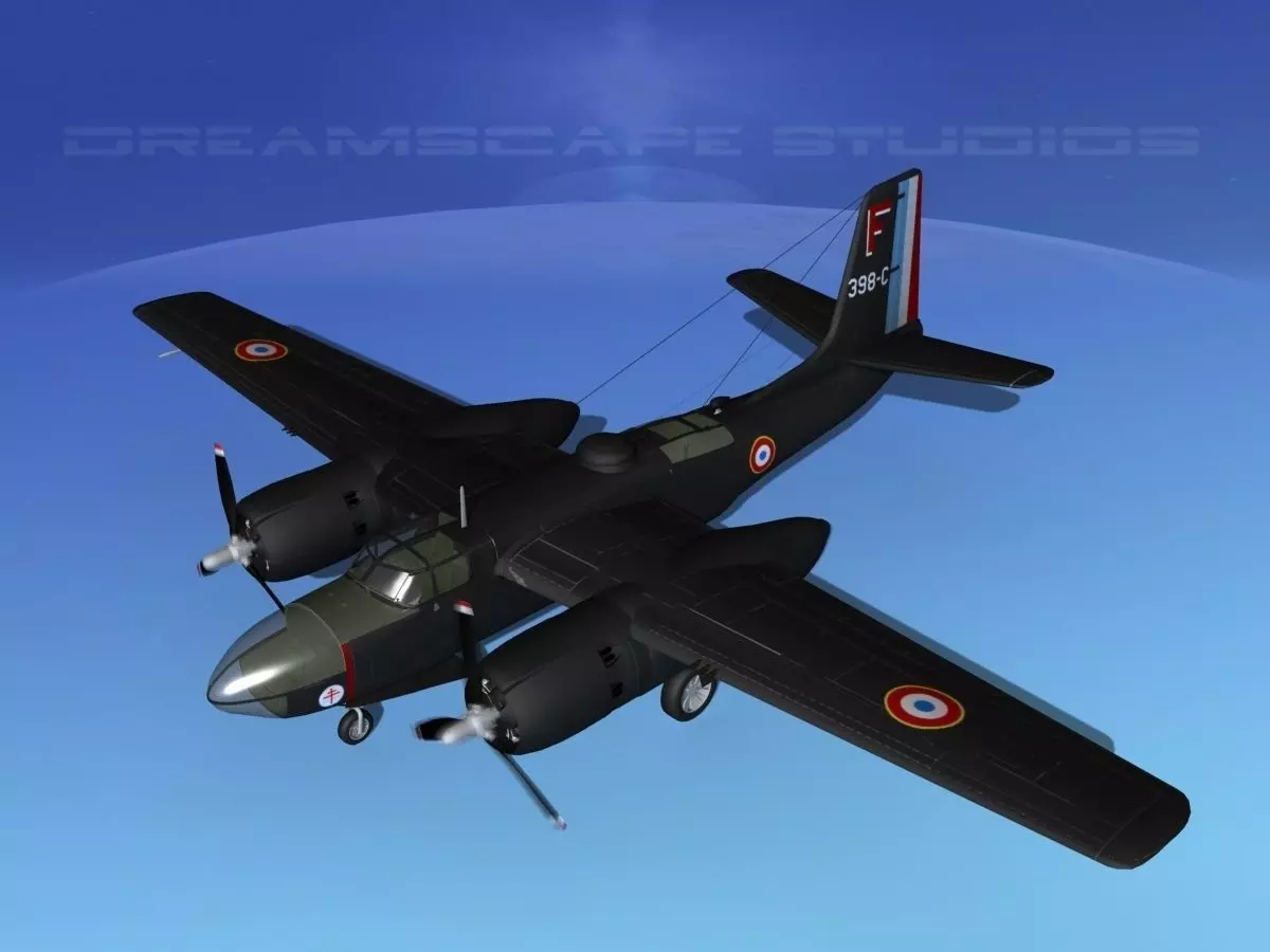 Douglas A-26C Invader France 3D model_0