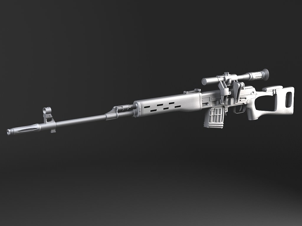 SWD Dragunov sniper rifle 3D model_11