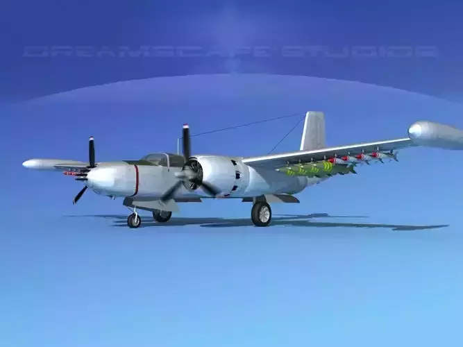 Douglas A-26K Invader Bare Metal 3D model