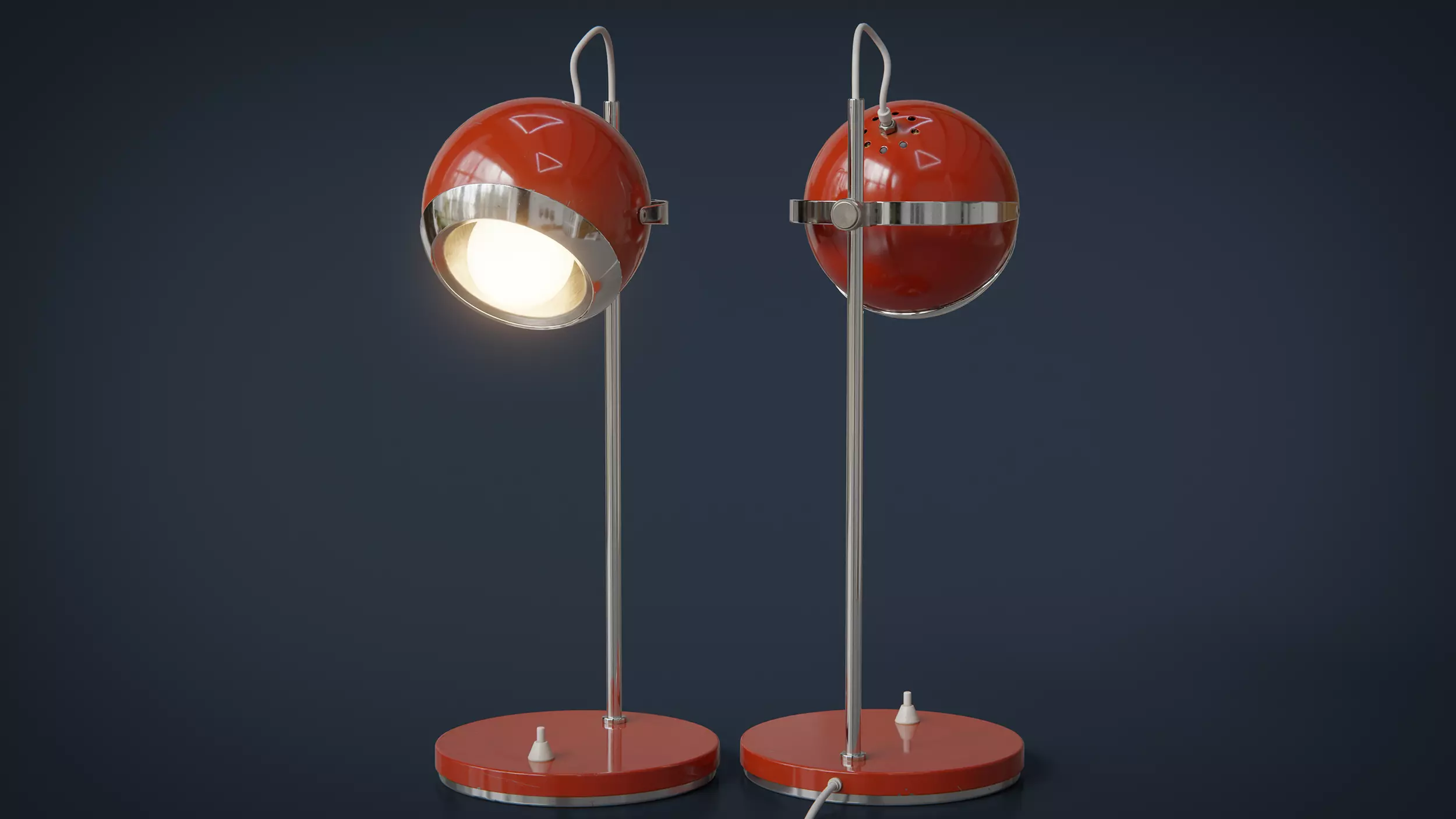 Retro Eyeball Table Lamp Low-poly 3D model