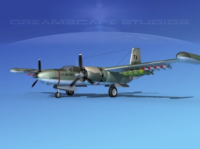 Douglas A-26K Invader USAF Vietnam 3 3D model