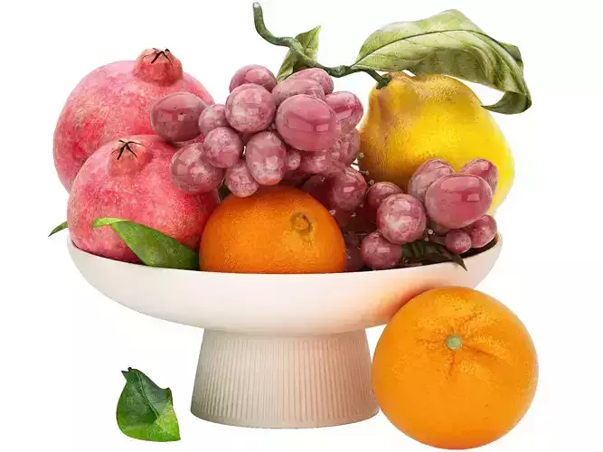 bowl of tropical fruits 19 3D model