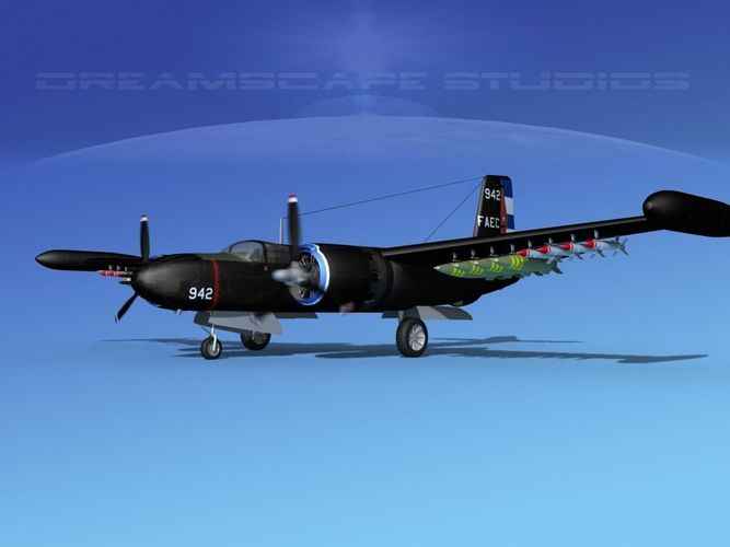 Douglas A-26K Invader Anti Cuba 3D model