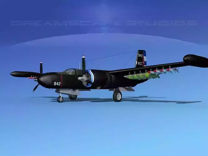 Douglas A-26K Invader Anti Cuba 3D model