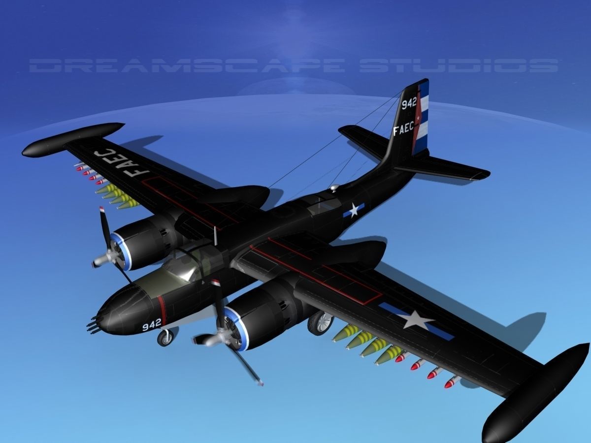 Douglas A-26K Invader Anti Cuba 3D model_10