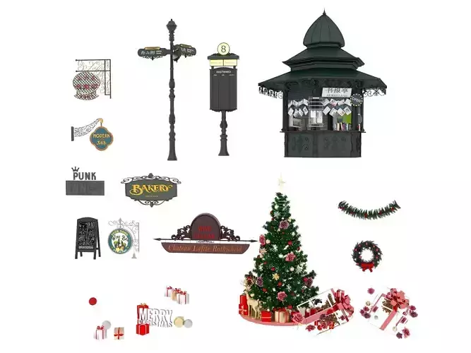 City Street Props Pack Item Pack Low-poly 3D model