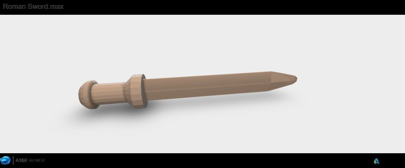 Simple Roman Sword  Low-poly 3D model_0