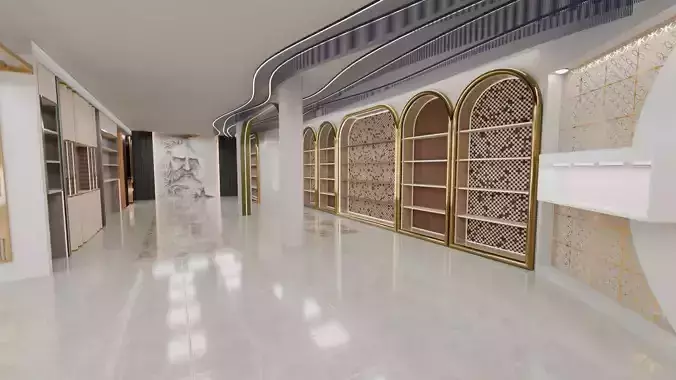 Luxury Jewelry Showroom Interior 3D Retail Display