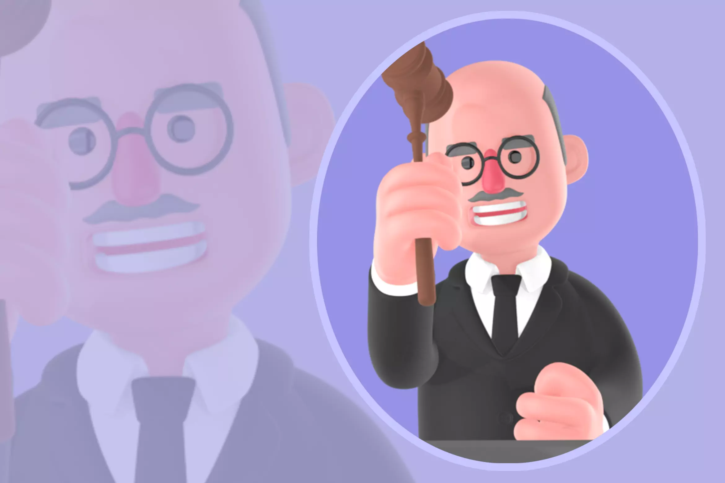 Stylized 3D Male Judge Character - Gavel Decision Pose 3D model