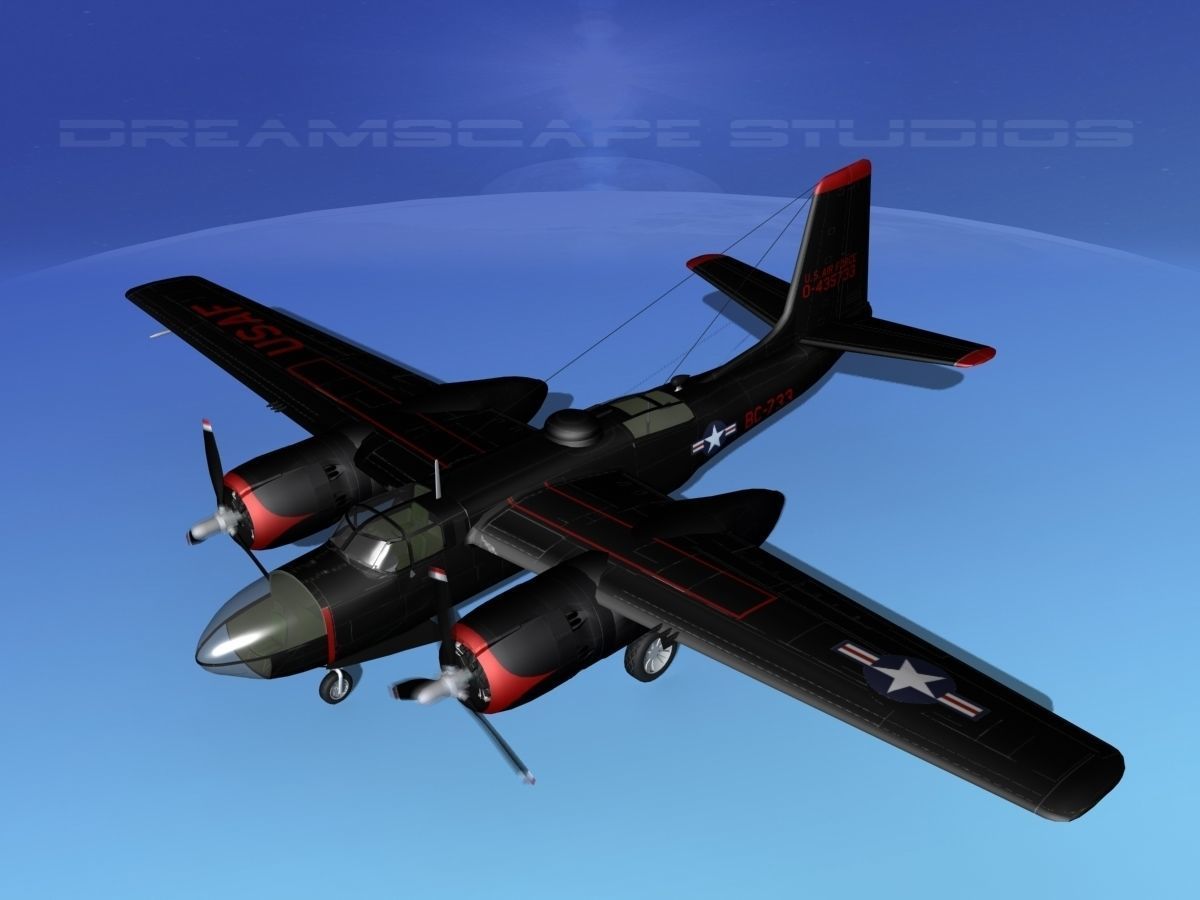 Douglas B-26C Invader V01 USAF Korea 3D model_10