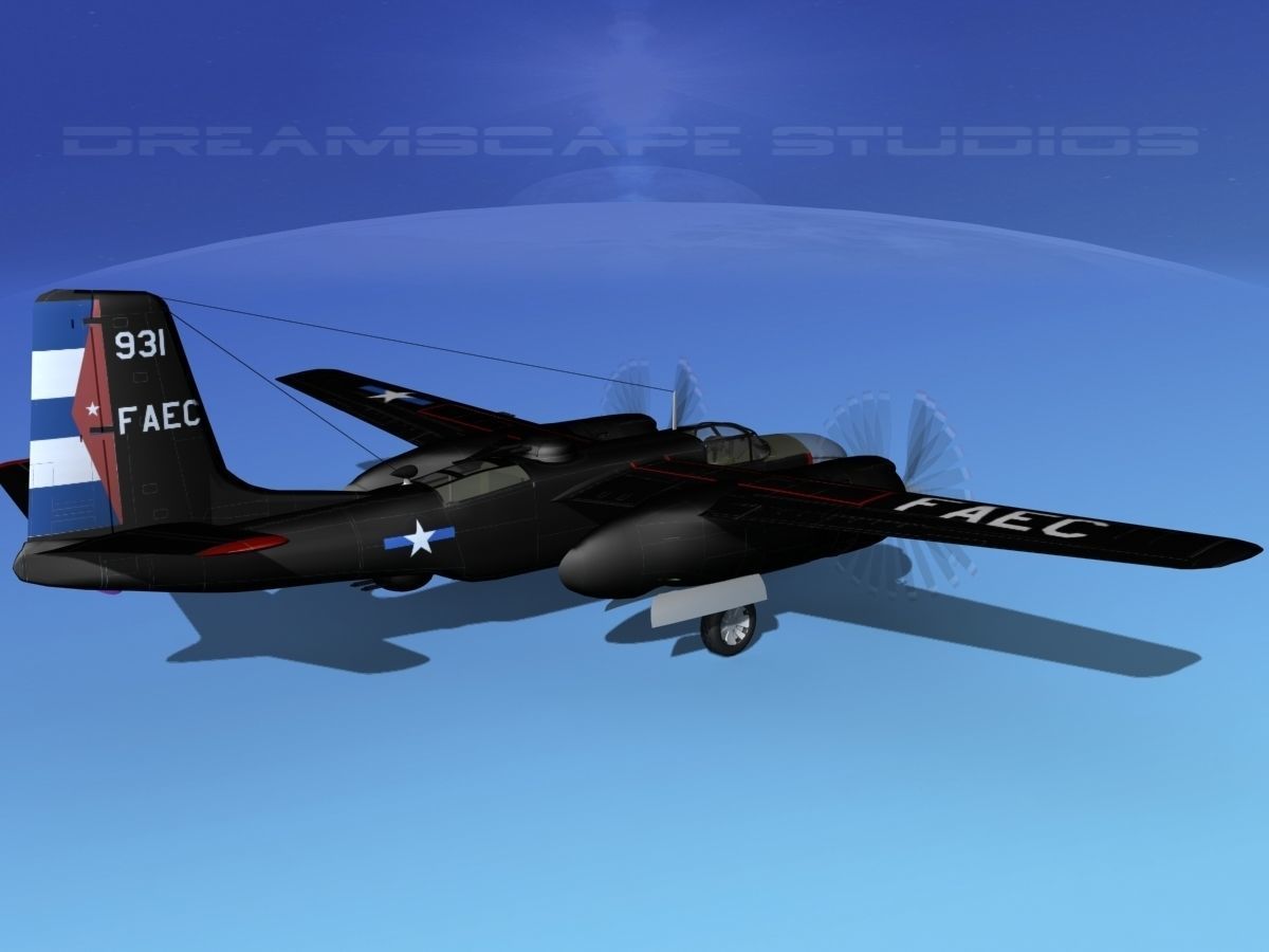 Douglas B-26C Invader Anti Cuba 3D model_5