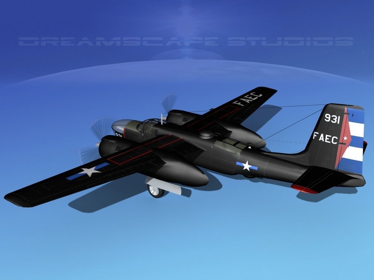Douglas B-26C Invader Anti Cuba 3D model_8