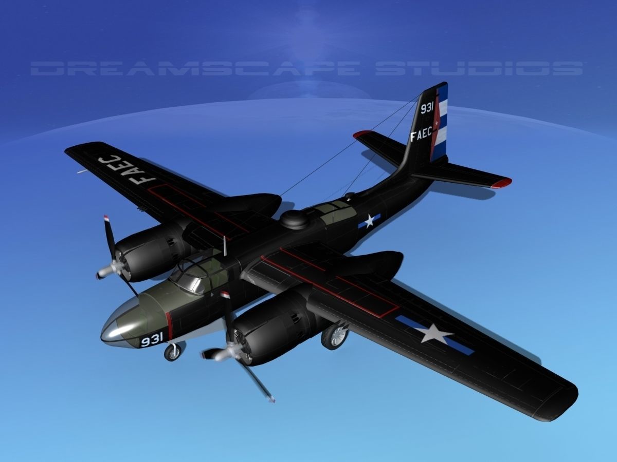 Douglas B-26C Invader Anti Cuba 3D model_10