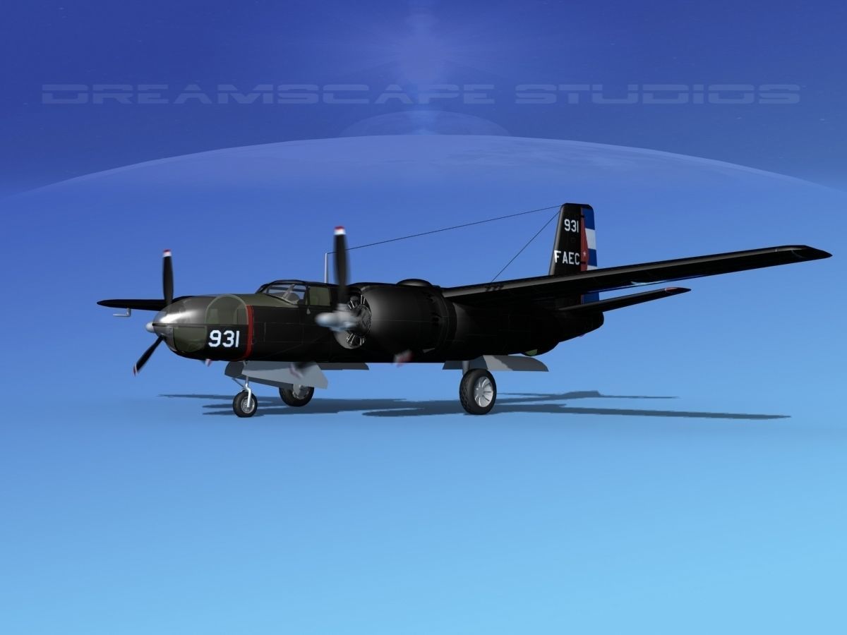Douglas B-26C Invader Anti Cuba 3D model_1