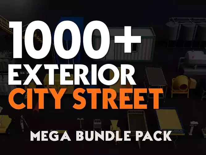 Realistic Exterior City Street Props Mega Pack Collection 3D model