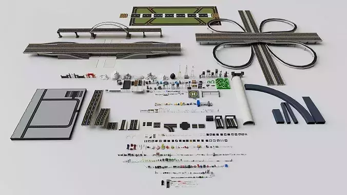 Realistic Exterior City Street Props Mega Pack Collection 3D model 2