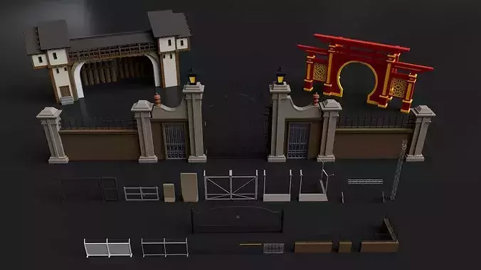 Realistic Exterior City Street Props Mega Pack Collection 3D model 5