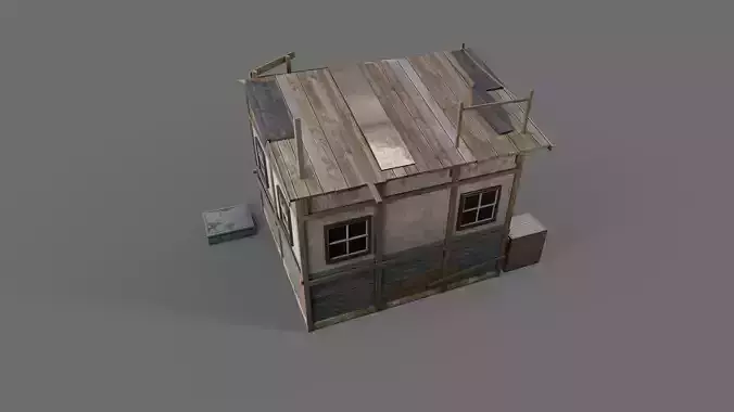 Post-Apocalypse Wooden House Low-poly 3D model 7