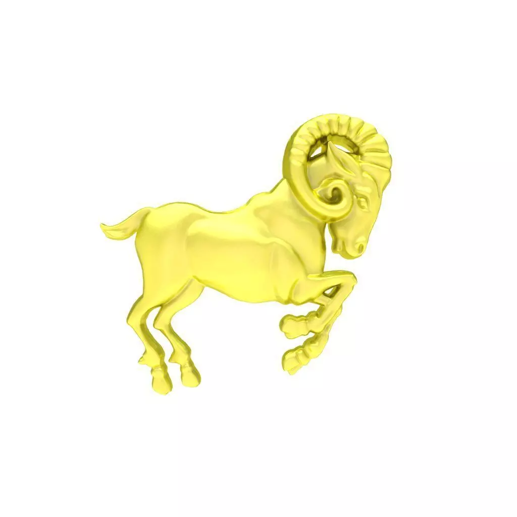 Ram Zodiac Animal Jewelry Motif Pendant 95a 3D print model