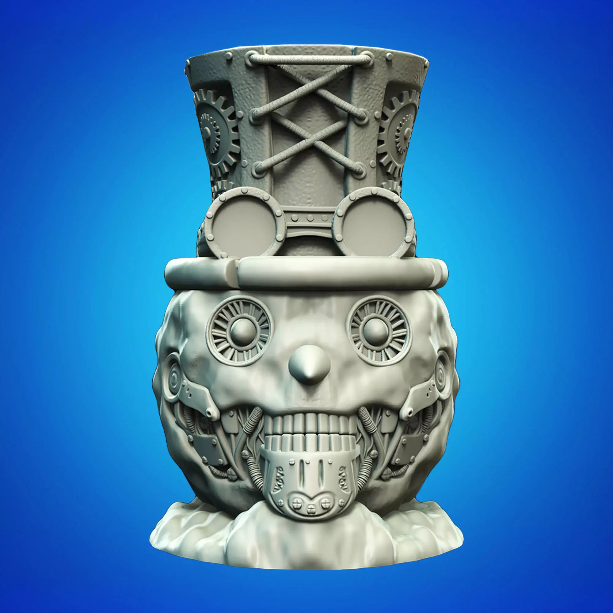 Mechanic Snowman Head Jar 3D Printable STL File 3D print model