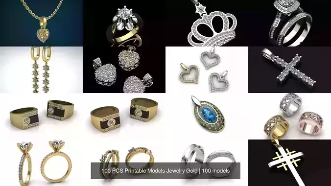 100 PCS Printable Models Jewelry Gold