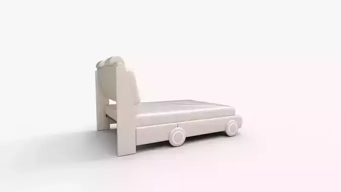 Keyluv Queen Led Car Bed Frame with Wheels Decor 3D model 3