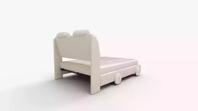 Keyluv Queen Led Car Bed Frame with Wheels Decor 3D model 4