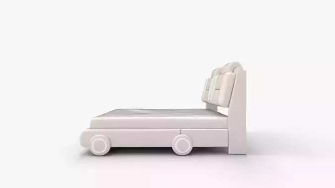 Keyluv Queen Led Car Bed Frame with Wheels Decor 3D model 7