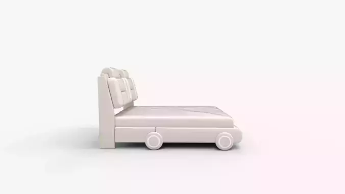 Keyluv Queen Led Car Bed Frame with Wheels Decor 3D model 2