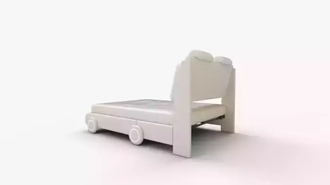 Keyluv Queen Led Car Bed Frame with Wheels Decor 3D model 6
