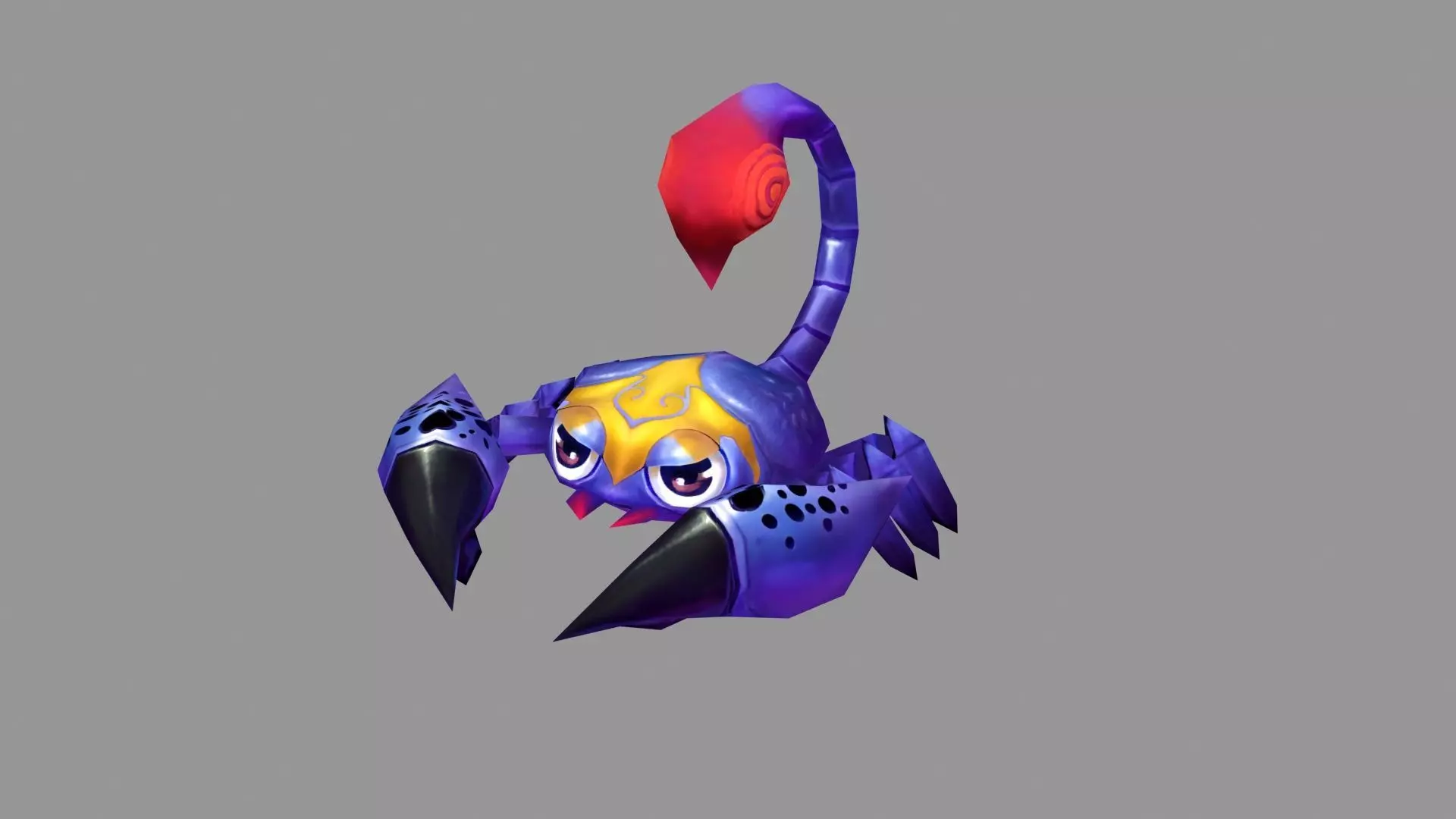 Cartoon purple scorpion monster Low-poly 3D model
