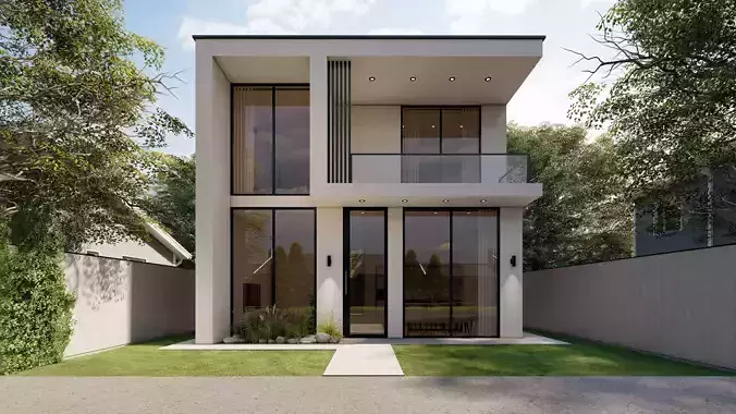 Modern minimal Villa 3D model 3D model