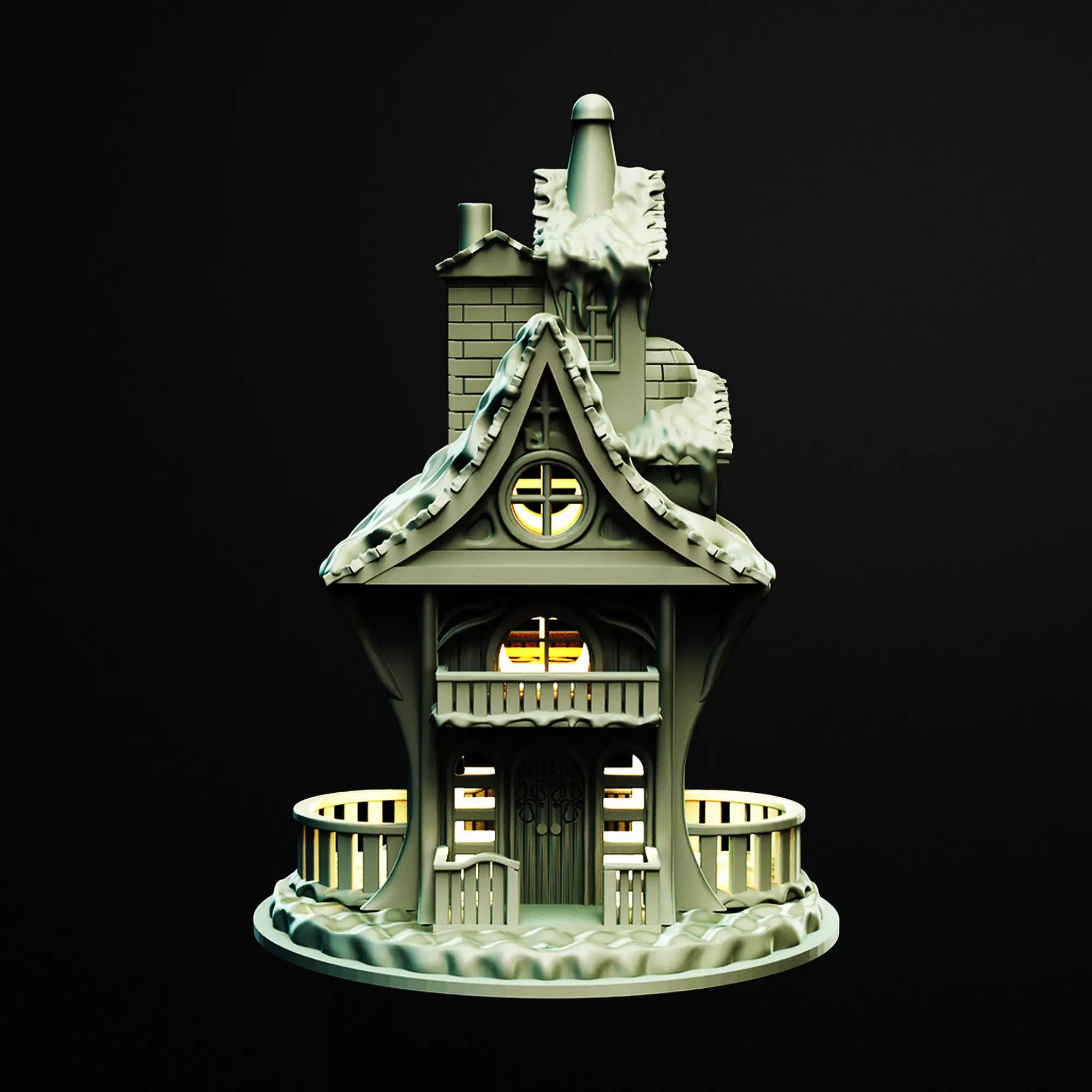 Snowy Manor Glow Lamp 3D Printable STL File 3D print model