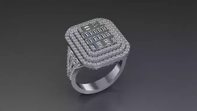 baguette illusion halo high jewelry ring 