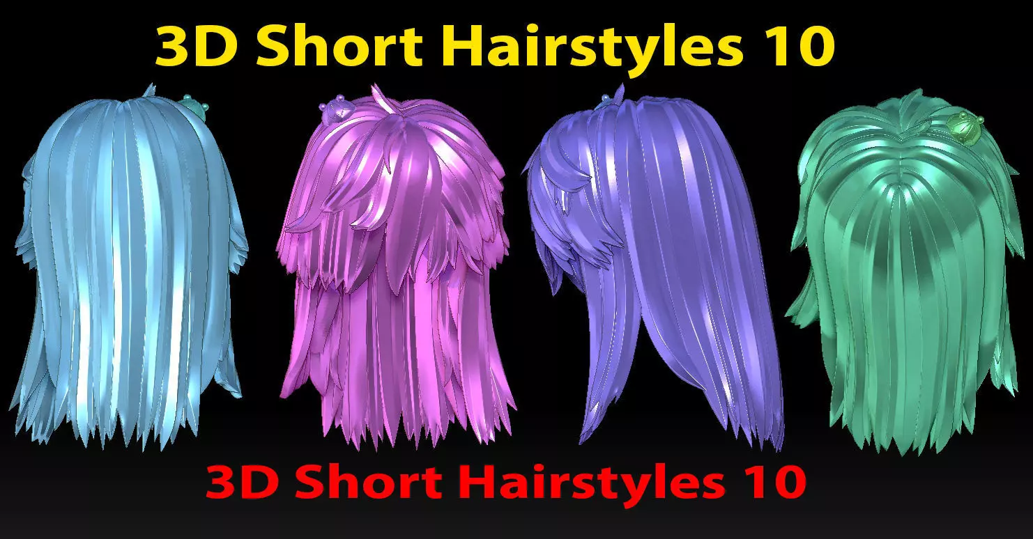 3D Short Hairstyles 10 Free 3D print model