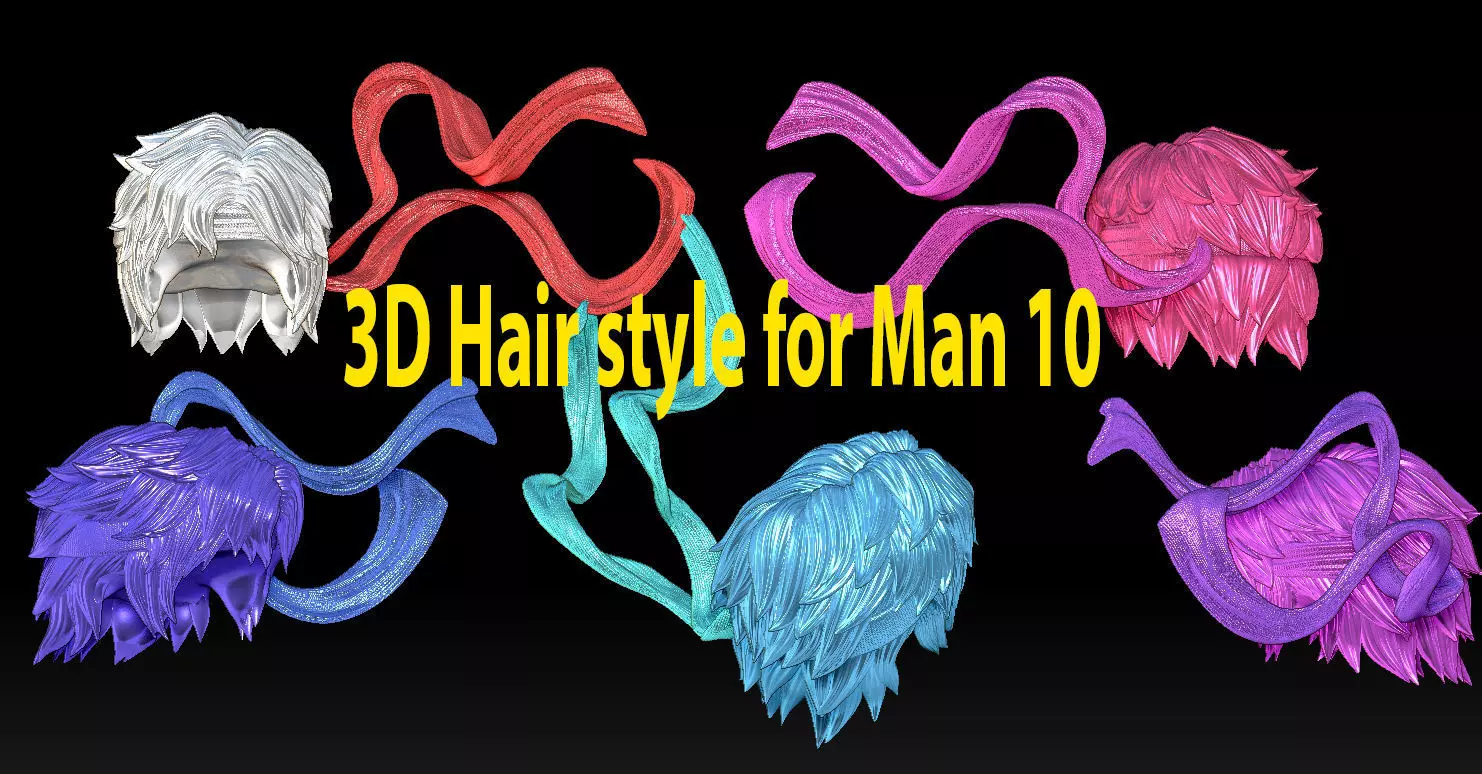 3D Hair style for Man 10 Free 3D print model