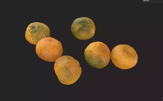 Tangerine Set 01 Low-poly 3D model 7