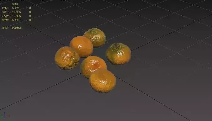 Tangerine Set 01 Low-poly 3D model 3