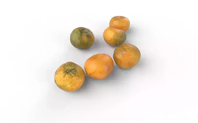 Tangerine Set 01 Low-poly 3D model 5