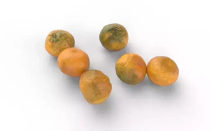 Tangerine Set 01 Low-poly 3D model 6