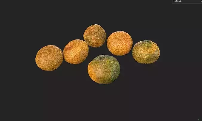 Tangerine Set 01 Low-poly 3D model 2