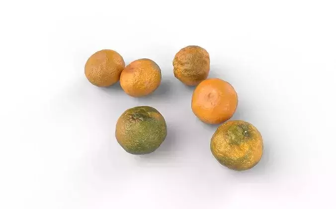 Tangerine Set 01 Low-poly 3D model 4